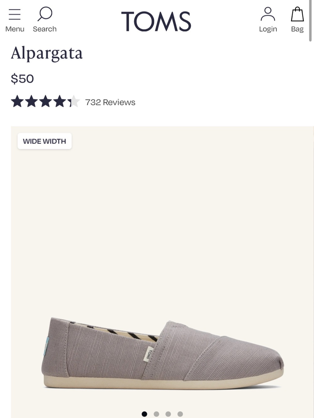 Toms Women's Slip-On Canvas Flats in Light Gray